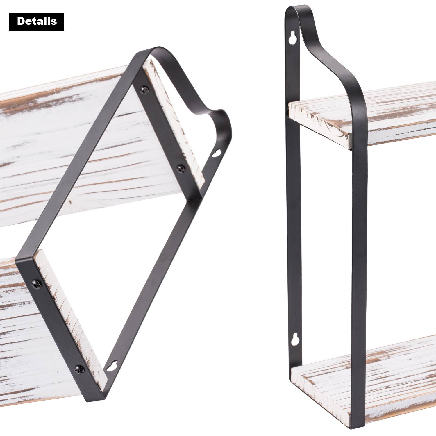 Oumilen 2 Tier Wall Mounted Floating Shelves – Wood with Black Metal ...
