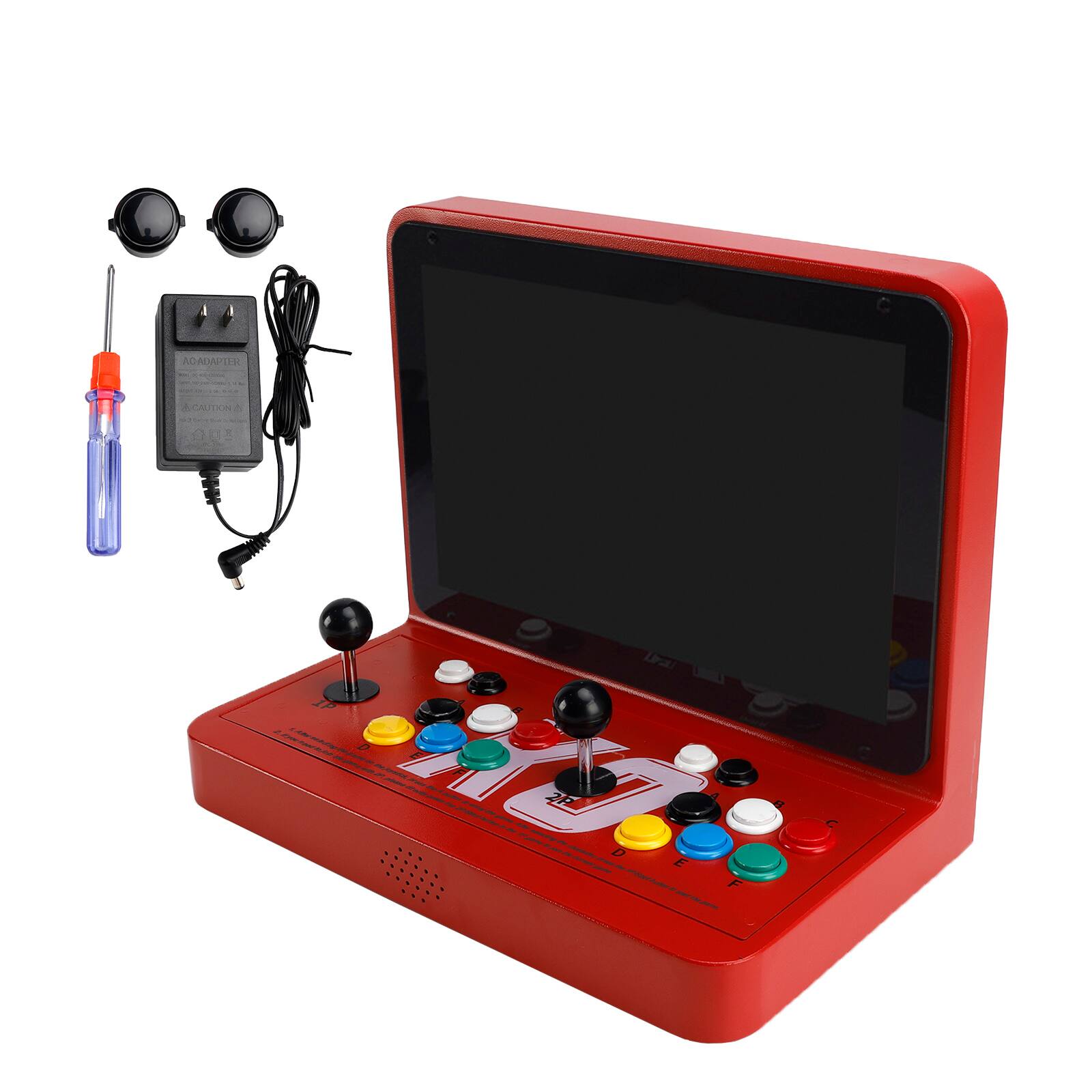 Angle. Topteng - Pandora 3D Arcade Game Console - 17" HD Screen with 23,000 Games, HDMI Output to TV, 2-4 Players, 4-Core Processor - Red.