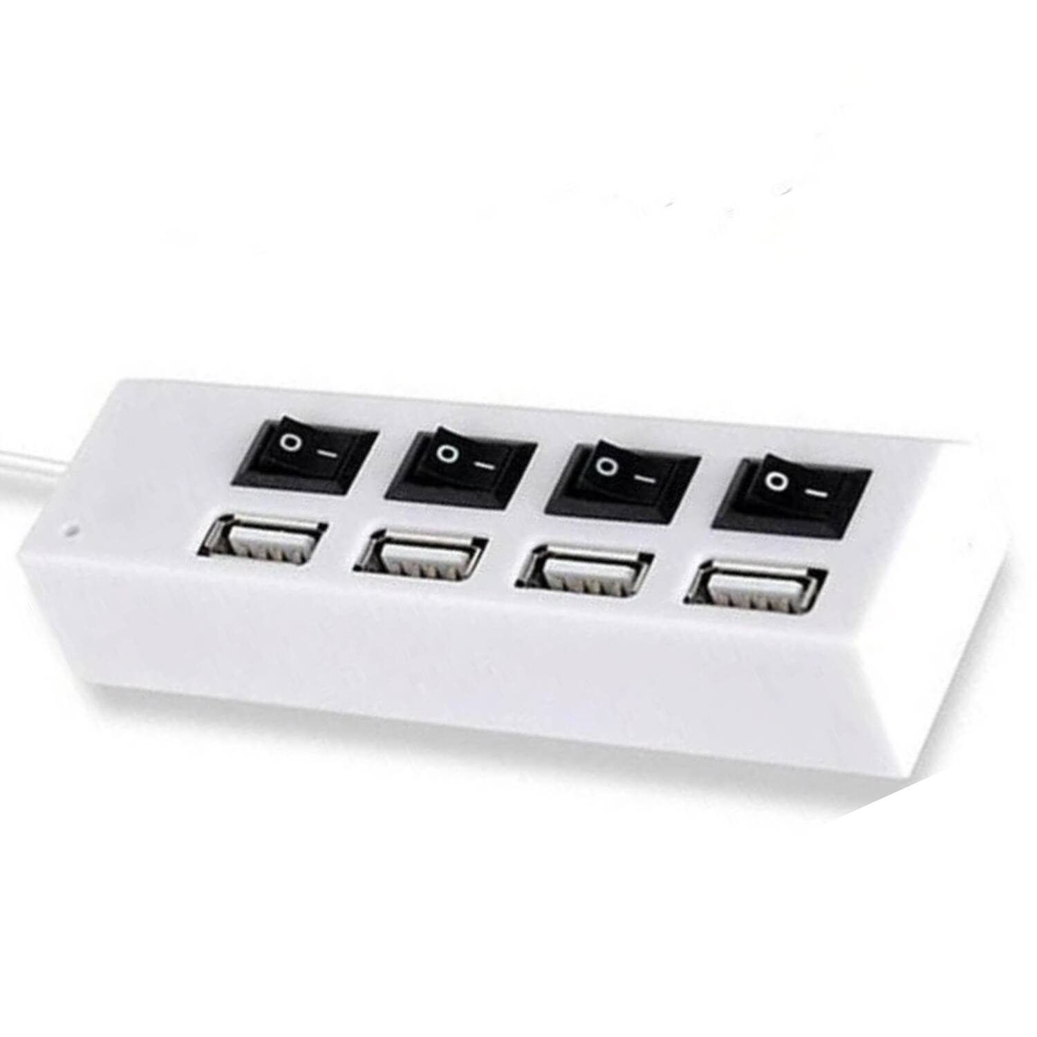 Front. Stock Preferred - 4-Port USB 2.0 High-Speed Multi Charger Hub with ON/OFF Switch – White - White.