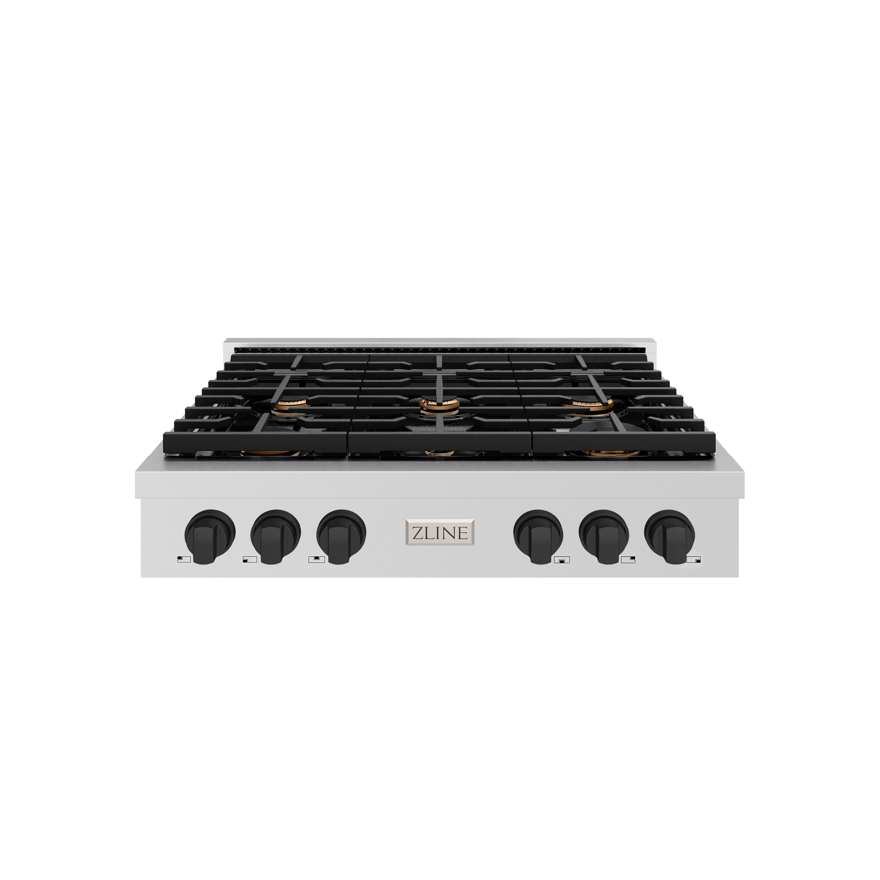 ZLINE - 36 in. Autograph Paramount Gas Rangetop w/ 6 Burners & Matte Black Accents (SRTZ-36-MB) - Stainless Steel - Front_Zoom