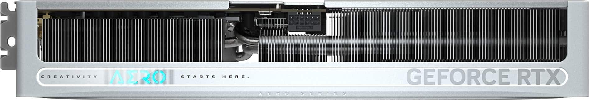 The text on the image reads: "Creativity starts here. Aero Series GeForce RTX."