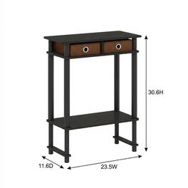 FurniFact - Espresso Hallway Console Table with Storage Bin and Modern Finish - Espresso/Brown