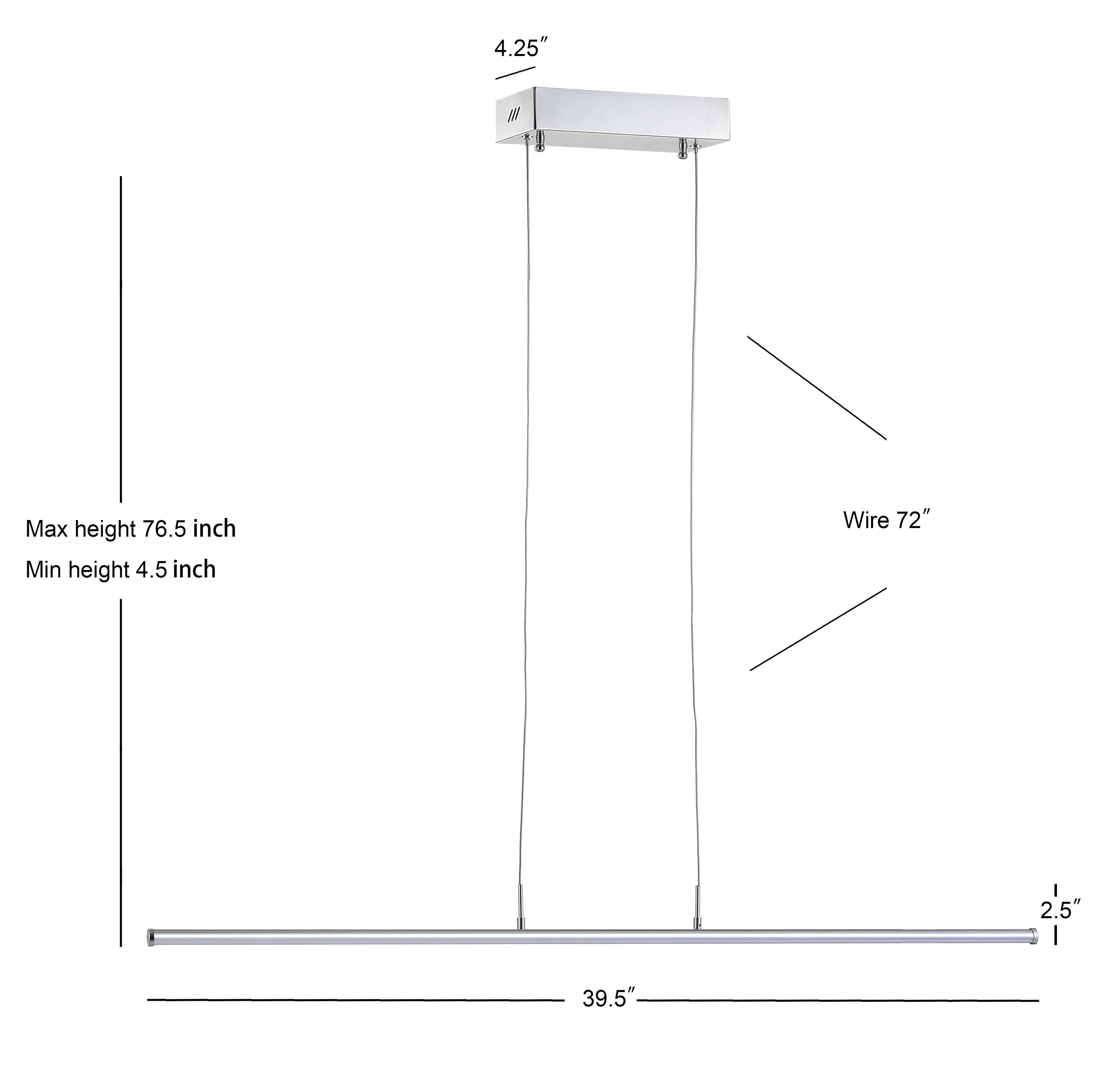 4.25"  
Max height 76.5 inch  
Min height 4.5 inch  
Wire 72"  
2.5"  
39.5"