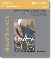 Front Large. Platinum MusicPass - Hits Of The '90s Digital Music Download Card.