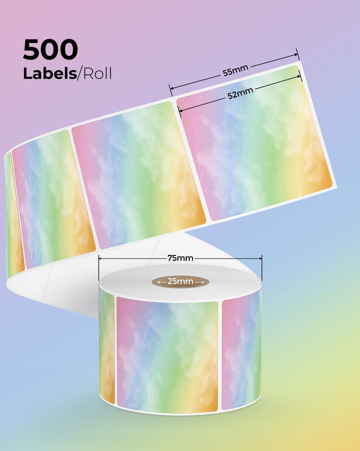 500 Labels/Roll

55mm  
52mm  
75mm  
25mm