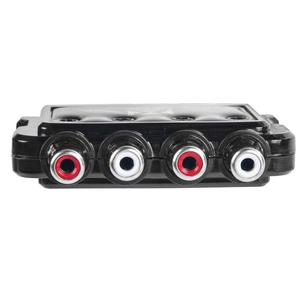 Alt View 1. NVX - XMICROLOC4 | 600W 4-Channel Speaker Cable to RCA Adjustable Line Output Converter with Remote Turn On Trigger.