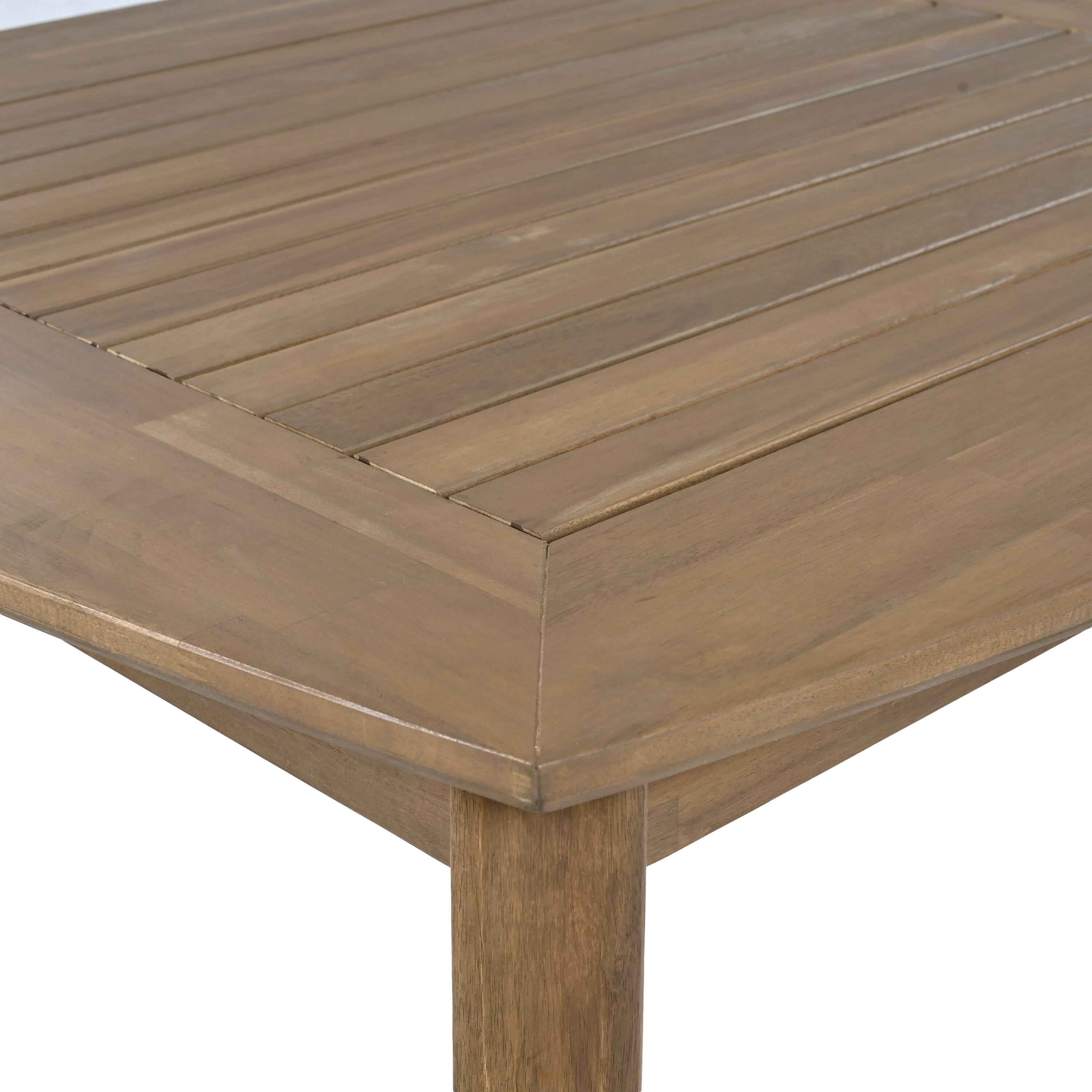 Alt View 4. Mondawe - Acacia Wood Dining Table 8-Person Outdoor Table - Light Brown.