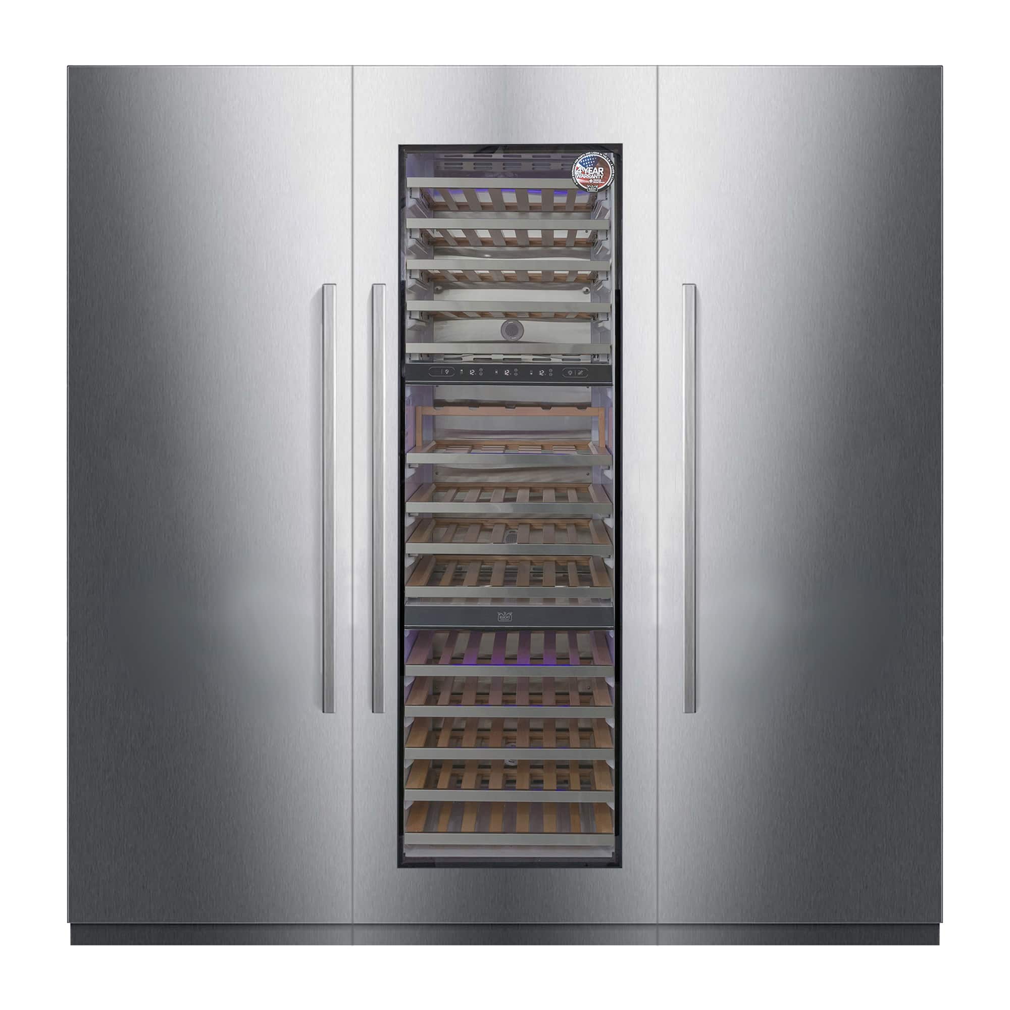 Kucht - 72 in. Refrigeration Set: 24 in Refrigerator, 24 in Freezer & 24 in Wine Cooler Panels Included - Stainless Steel