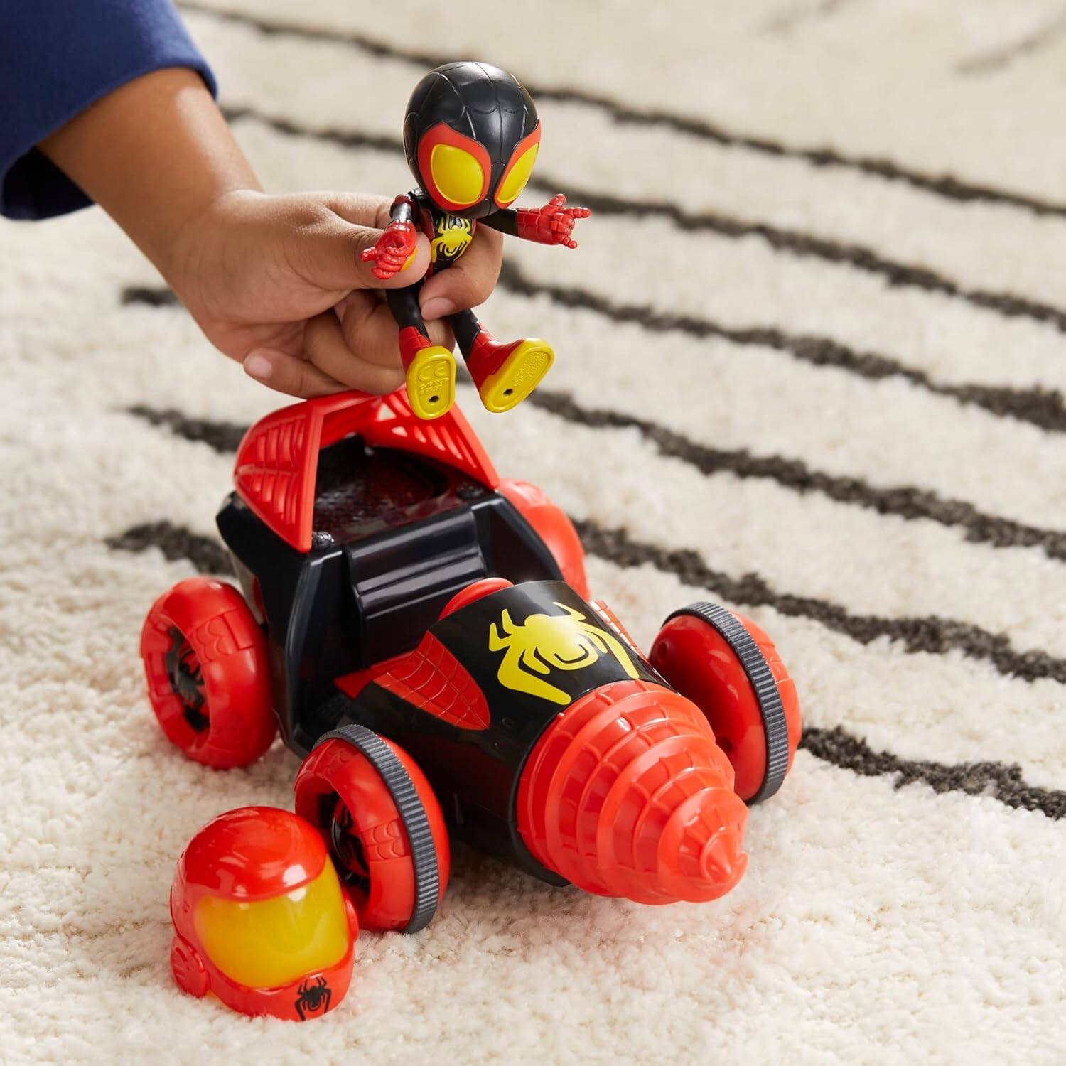 Alt View 5. Hasbro - Marvel Spidey and His Amazing Friends Web-Spinners Miles with Drill Spinner, Car Playset.