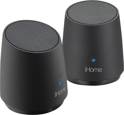  iHome - Rechargeable Mini Stereo Speakers - Matte Black