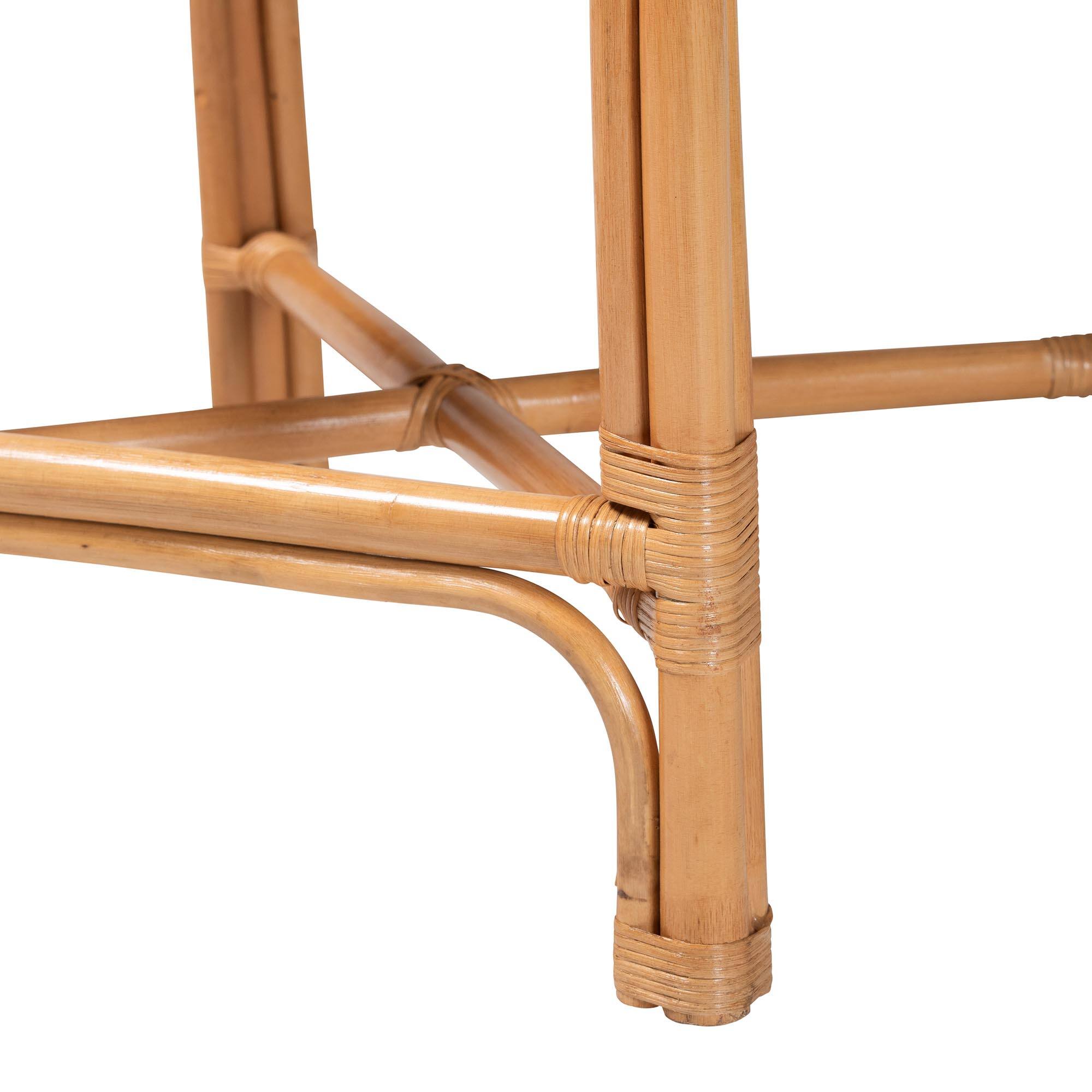 Alt View 2. bali & pari - Oxford Round Back Rattan Counter Stool - Handwoven Cane Counter Height Chair with Open Lattice Design - Light Honey.