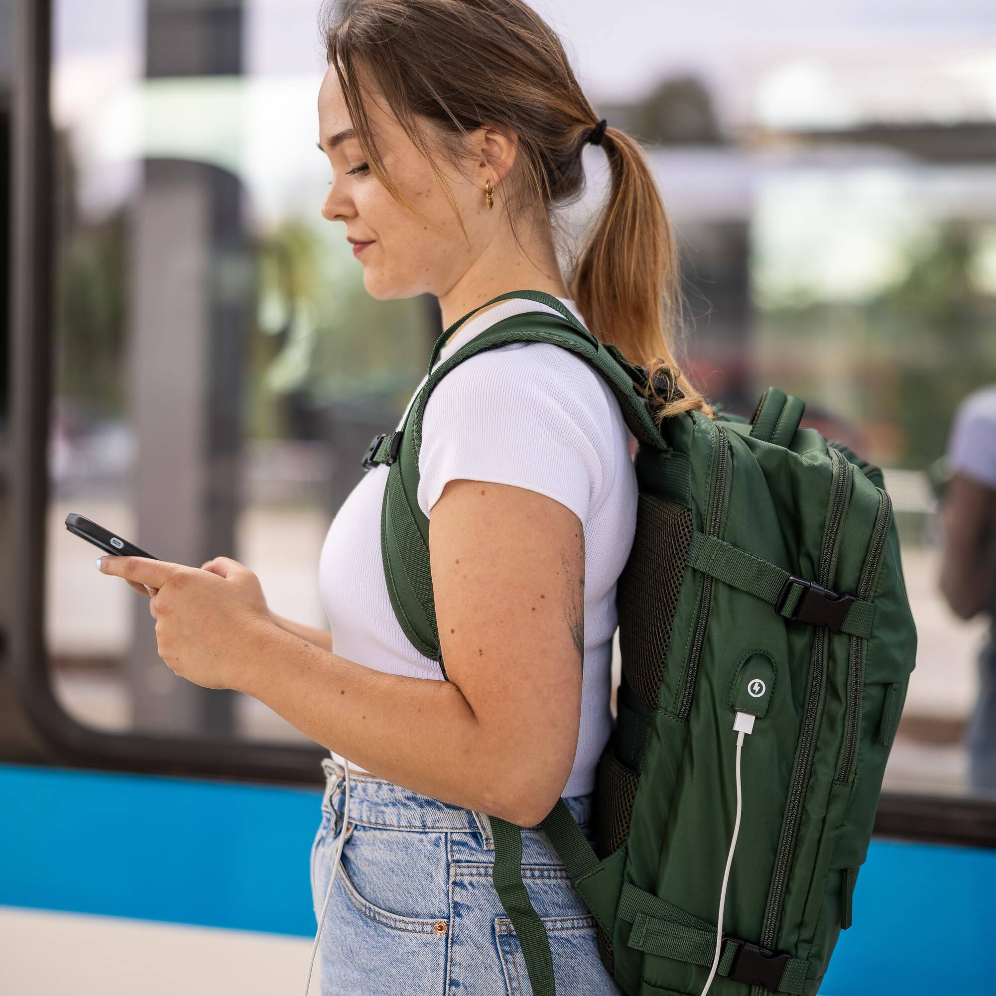 Alt View 5. Cozy Serene - not Made In China  Travel Backpack For Men And Women  Airline Approved Carry On Bag W shoe Compartment Fits 15.6 Inch - Gray-1 Pack-Magellan.