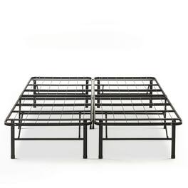 Hivvago - King size Folding Sturdy Metal Platform Bed Frame with Storage Space - Black
