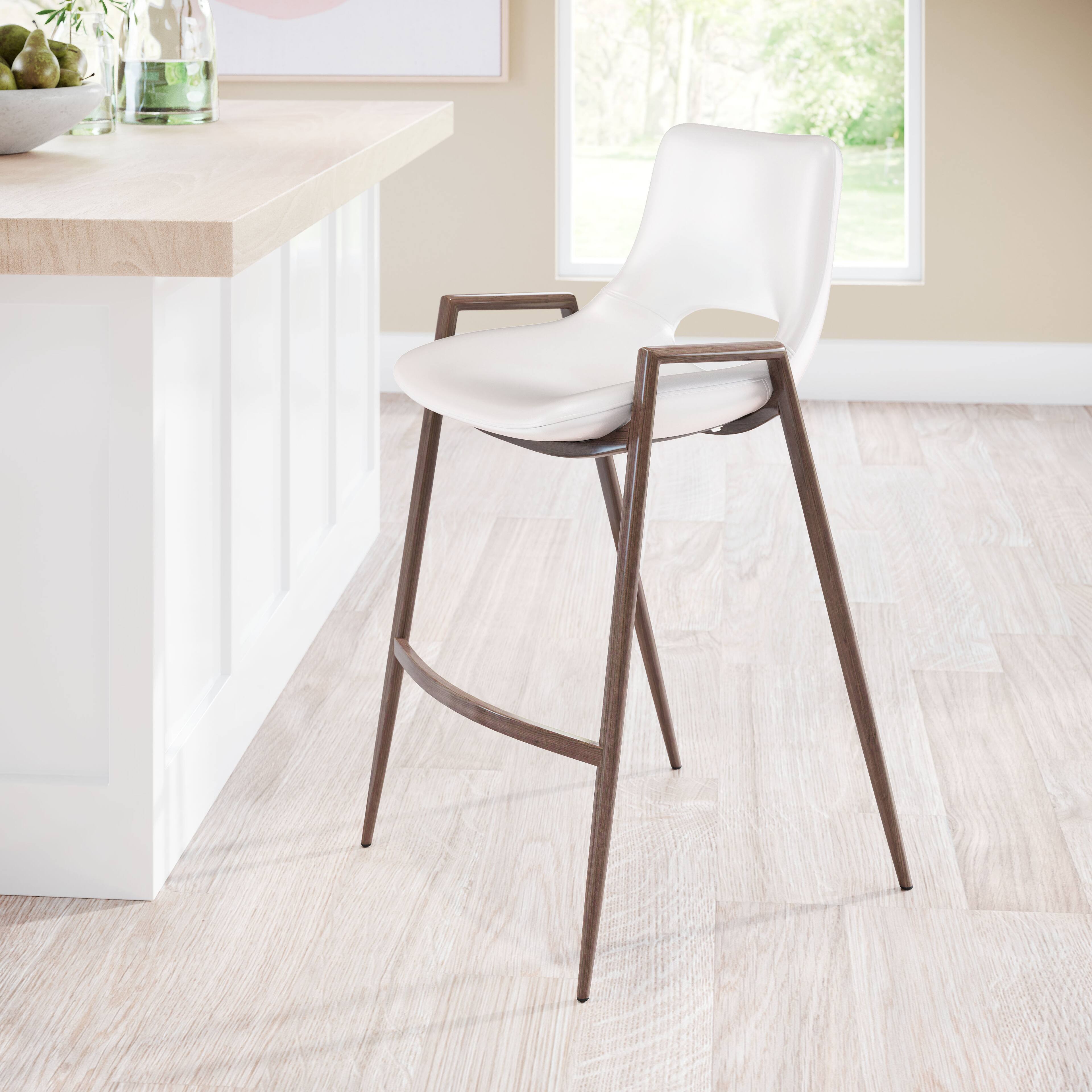 Angle. Hivvago - Desi Counter Stool (Set of 2) White & Walnut - White & Walnut.