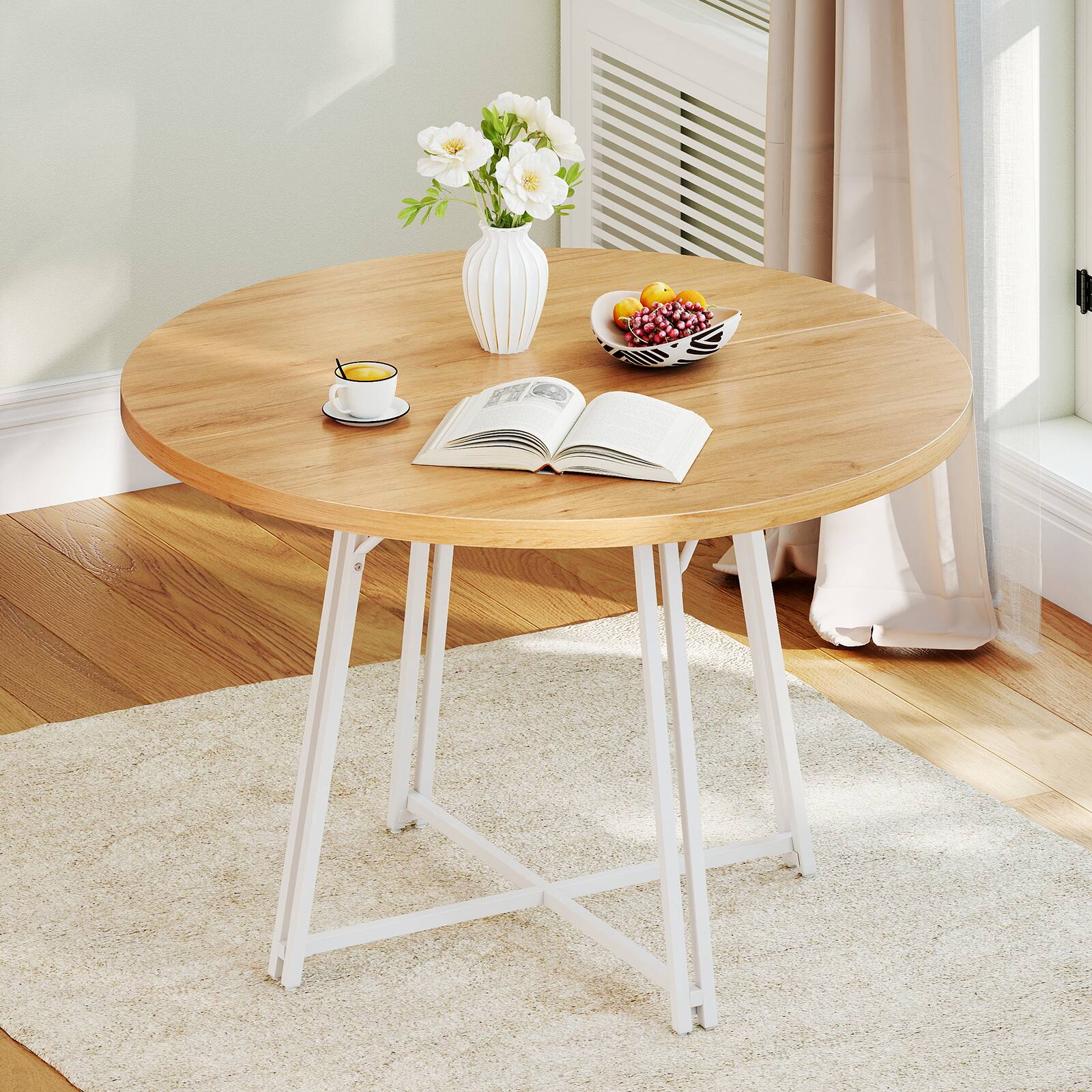Alt View 1. Gymax - Gymax 47 Inch Dining Table w/8 Metal Supporting Legs & Cross Base for Dining Room - Yellow.