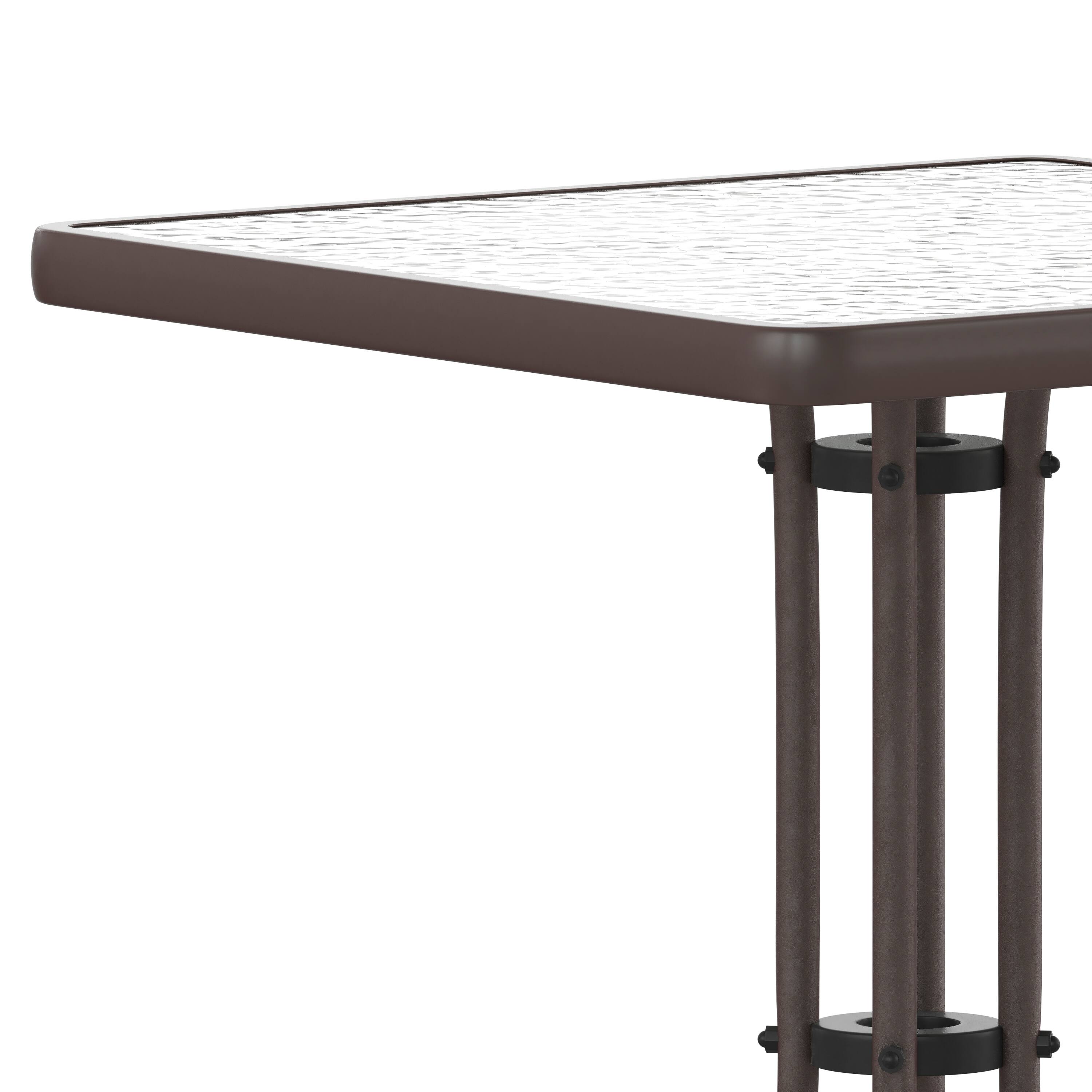 Alt View 10. Emma + Oliver - 23.5" Square Tempered Glass Metal Table with Smooth Ripple Design Top - Clear Top/Bronze Frame.