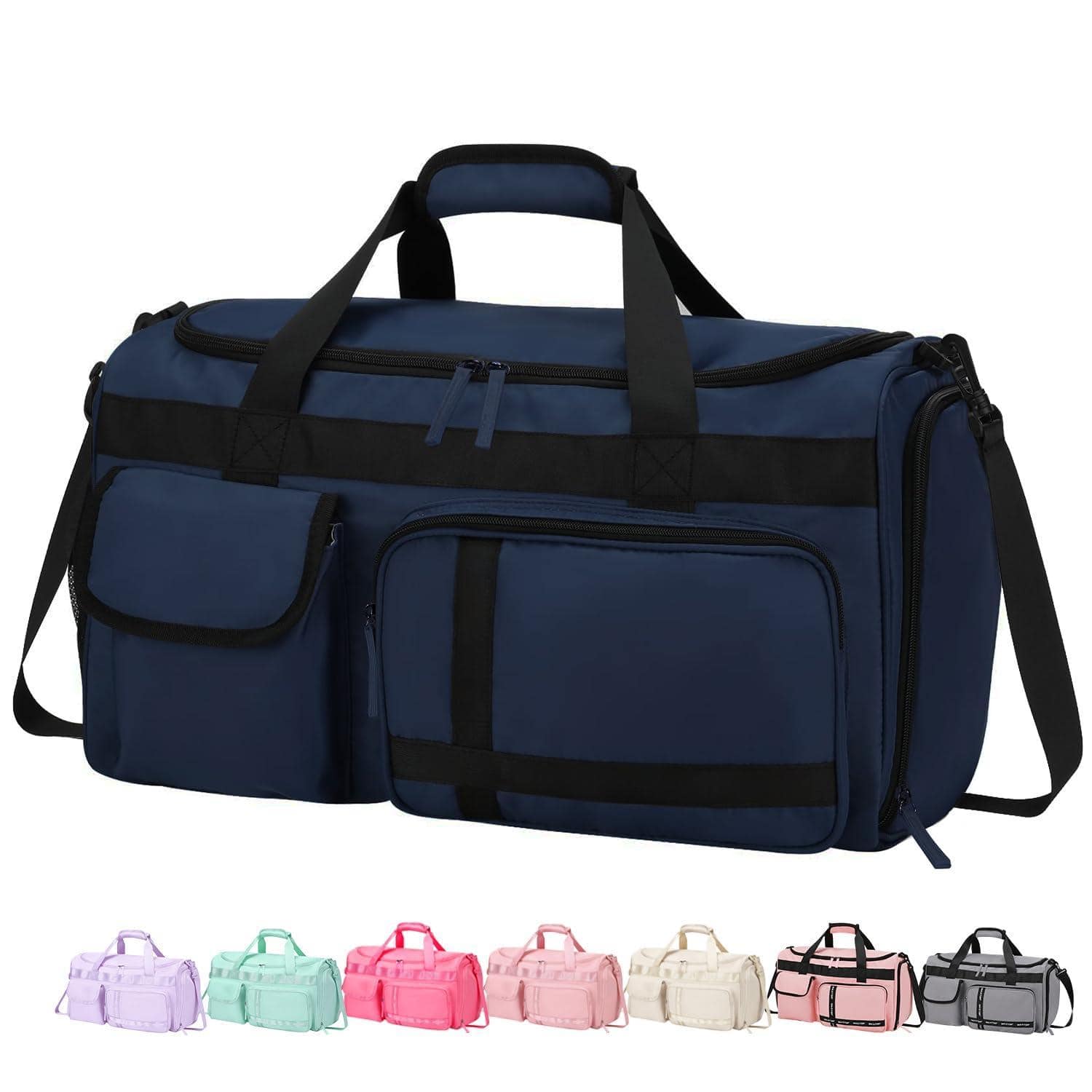 Fabibe - Gym Bag For Women Men Travel Duffle Large Capacity Carry On Weekender Overnight With Shoe Compartment Tote Dry Wet Se - Dark Blue-Gym Bag
