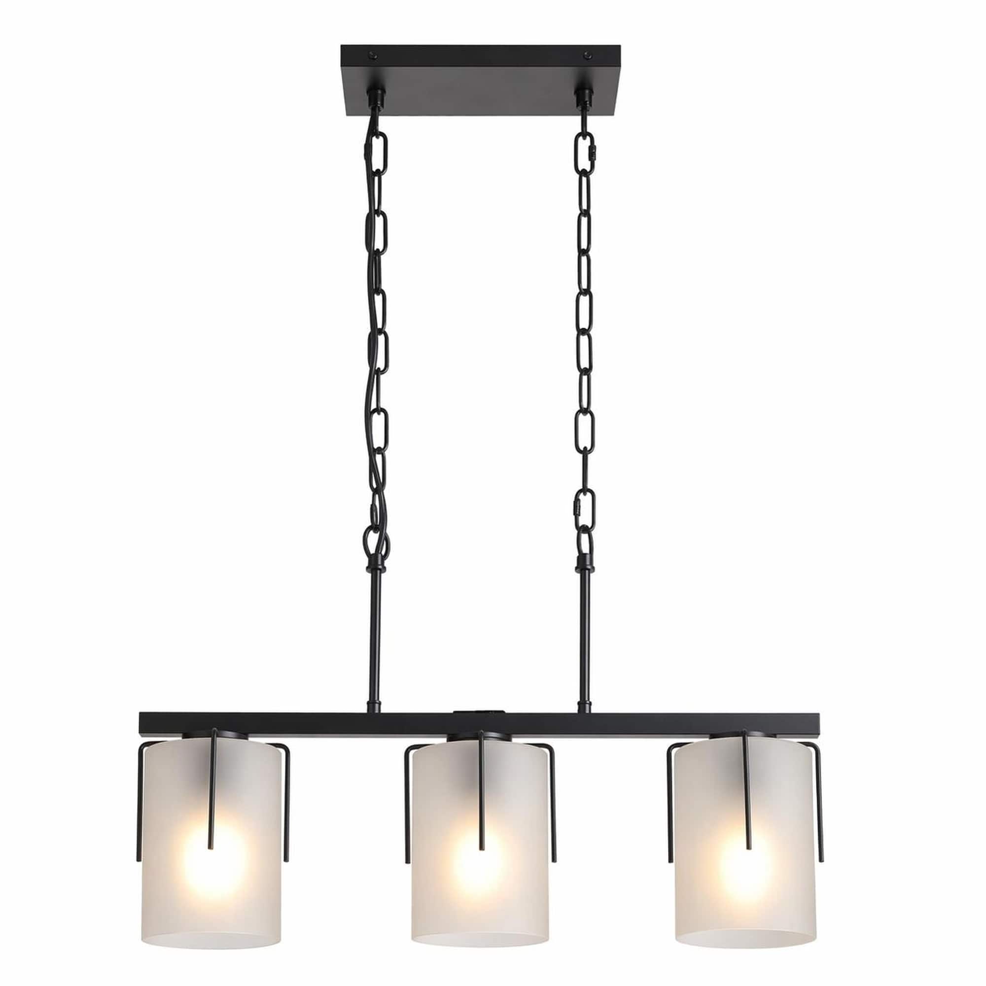 RYHNUYNE - Modern 3‑Light Linear Chandelier, Kitchen Island Light Fixture for Kitchen Island, Dining Table - Black price history on PriceWatchPro
