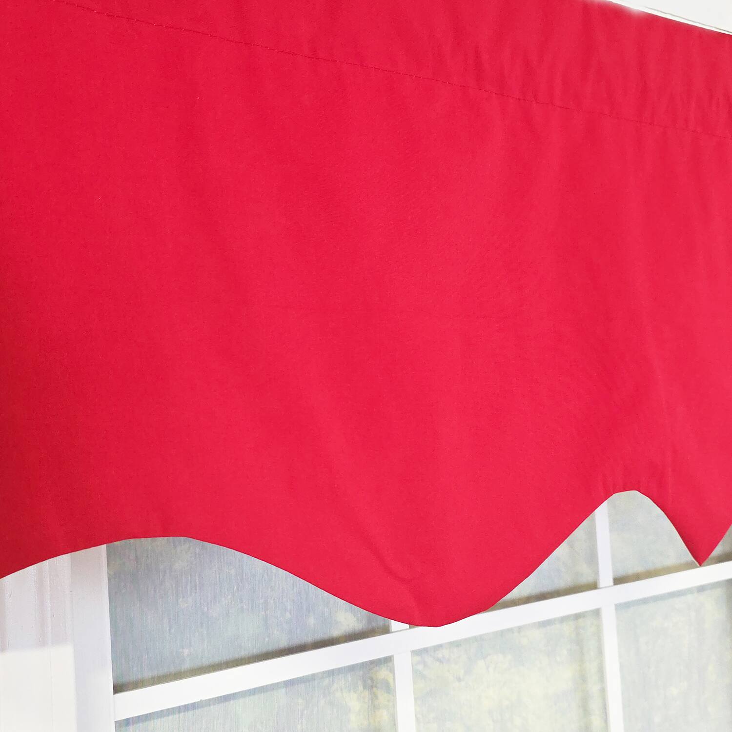 Alt View 2. RLF Home - RLF Home 100% Cotton Pure Solid Regal Lined Window Valance 50" x 17" Lip Stick Red - Lip Stick Red.