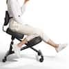 Front. VEVOR - Ergonomic Kneeling Chair with Backrest & Wheels, Mobile X-Shaped Posture Knee Chair with Adjustable Height - Black.