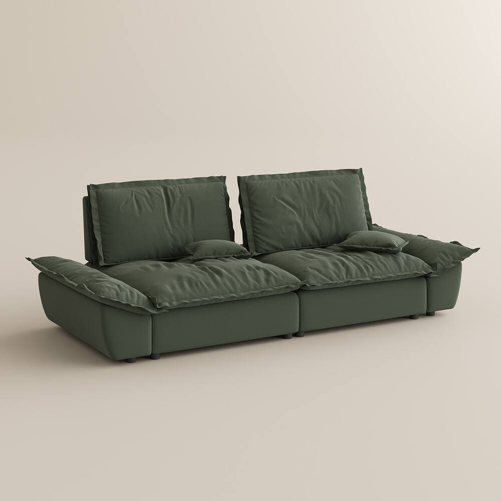 Alt View 8. POVISON - 104.33" Sailboat Deep Sofa Stain Resistant Cozy Couch with Adjustable Backrest - Green Suede Fabric.