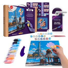 OKTO - 3D Paint by Number Canvas Kit Greetings From Paris, 11.8" x 15.7"