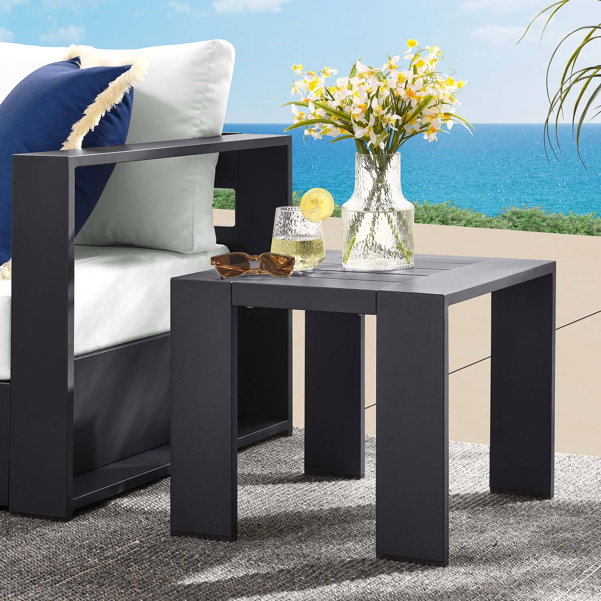 Tahoe Outdoor Patio Powder-Coated Aluminum End Table by Modway - Gray