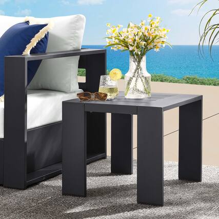 Front. Modway - Tahoe Outdoor Patio Powder-Coated Aluminum End Table by Modway - Gray.