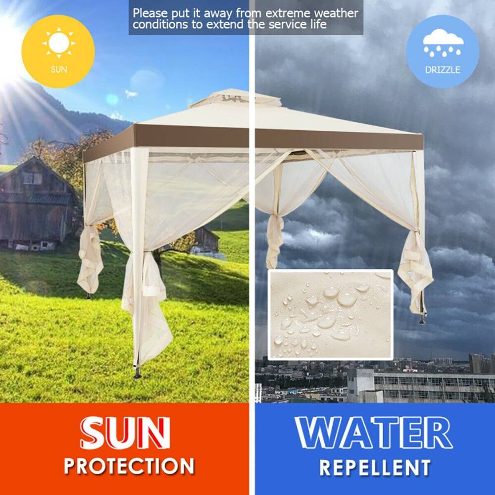 Please put it away from extreme weather conditions to extend the service life.

SUN PROTECTION  
DRIZZLE  
WATER REPELLENT