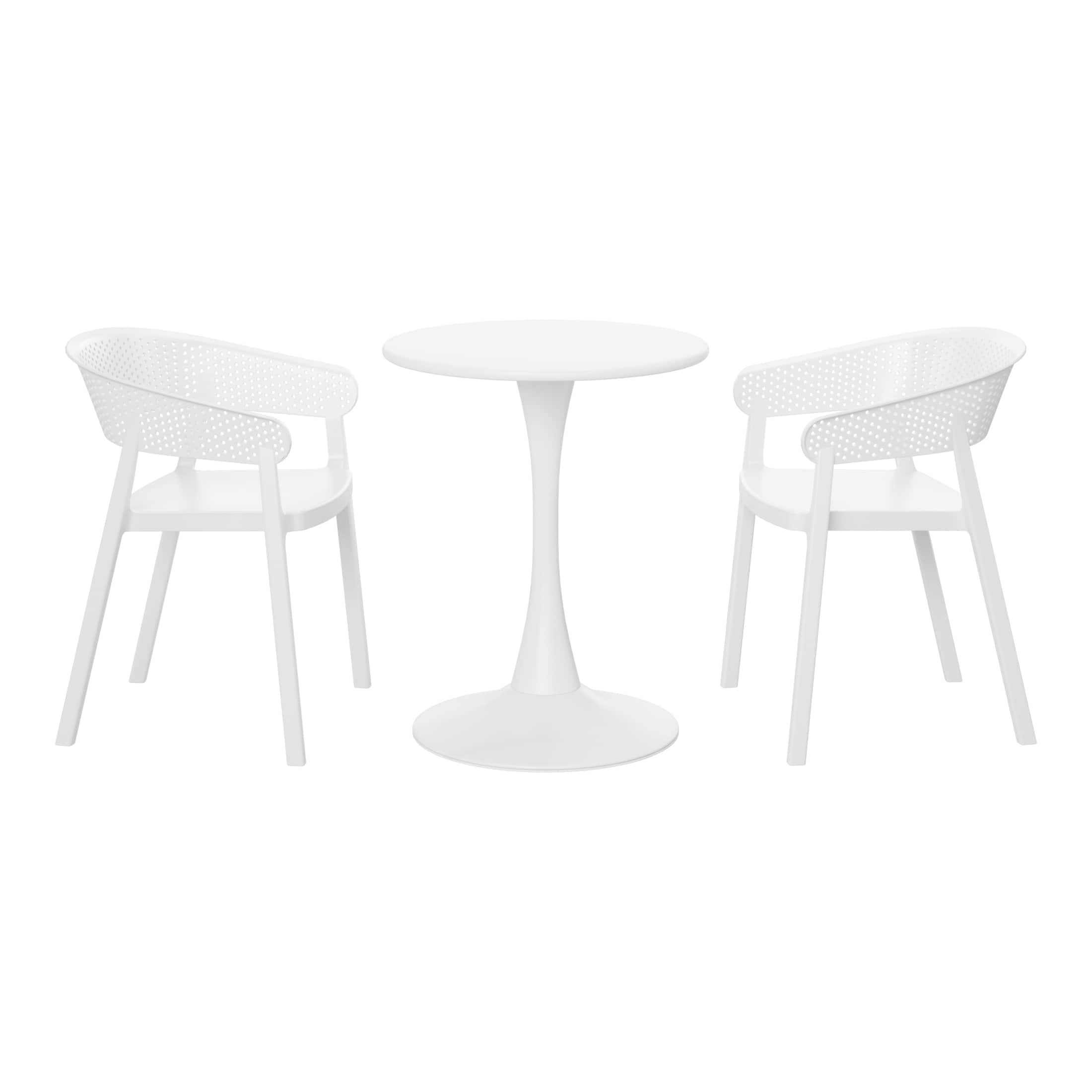 WestinTrends - Playa 3-Piece Indoor Outdoor Metal Patio Dining Table Set With Stackable Patio Chairs - White price history on PriceWatchPro