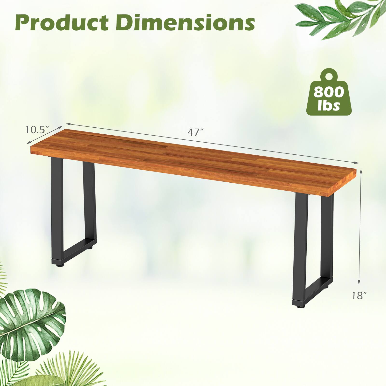 Product Dimensions: 800 lbs, 10.5" x 47" x 18"