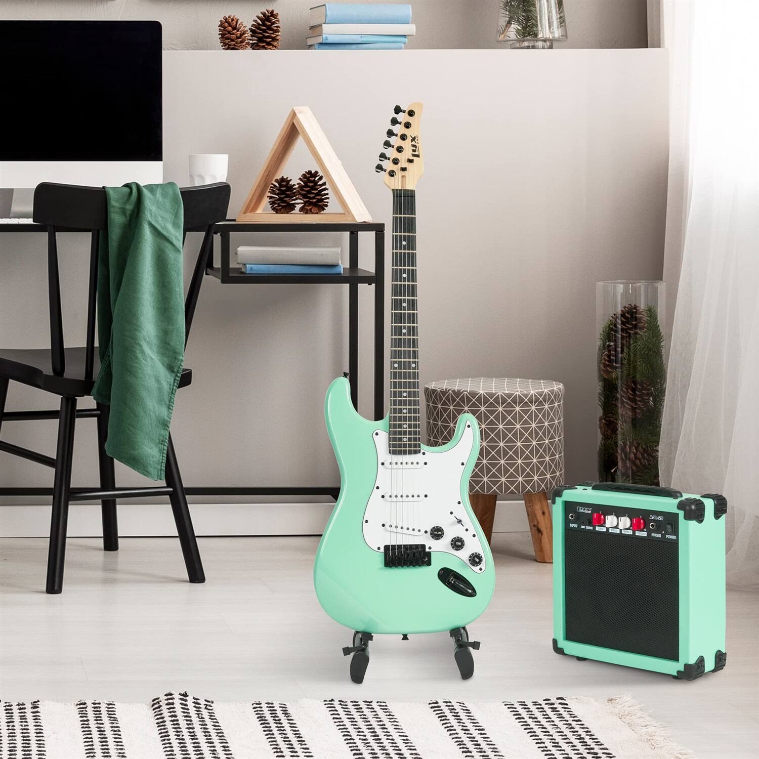 Alt View 6. Lyxpro - Electric Guitar Kit, 36” Electric Guitar with Amp & Electric Guitar Accessories - Green.