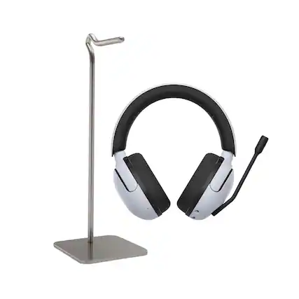 Front. Sony - Sony INZONE H5 Wireless Gaming Headset (WHG500/B, White) with metal alloy headphone stand bundle - White.