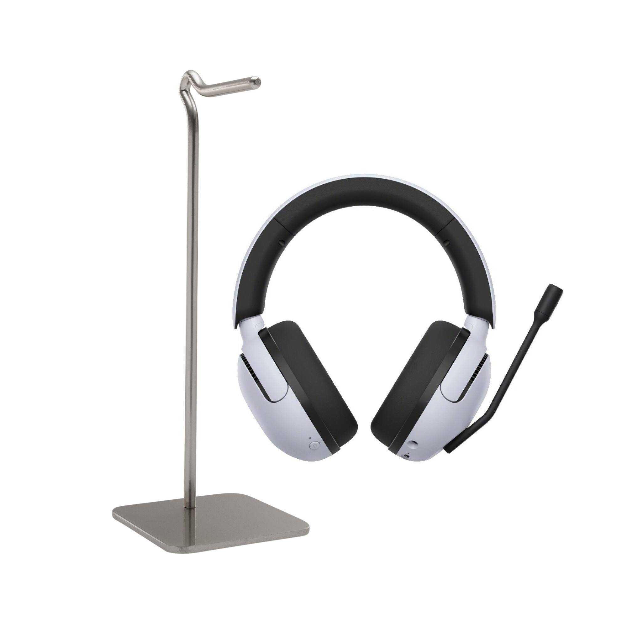 Front. Sony - Sony INZONE H5 Wireless Gaming Headset (WHG500/B, White) with metal alloy headphone stand bundle - White.