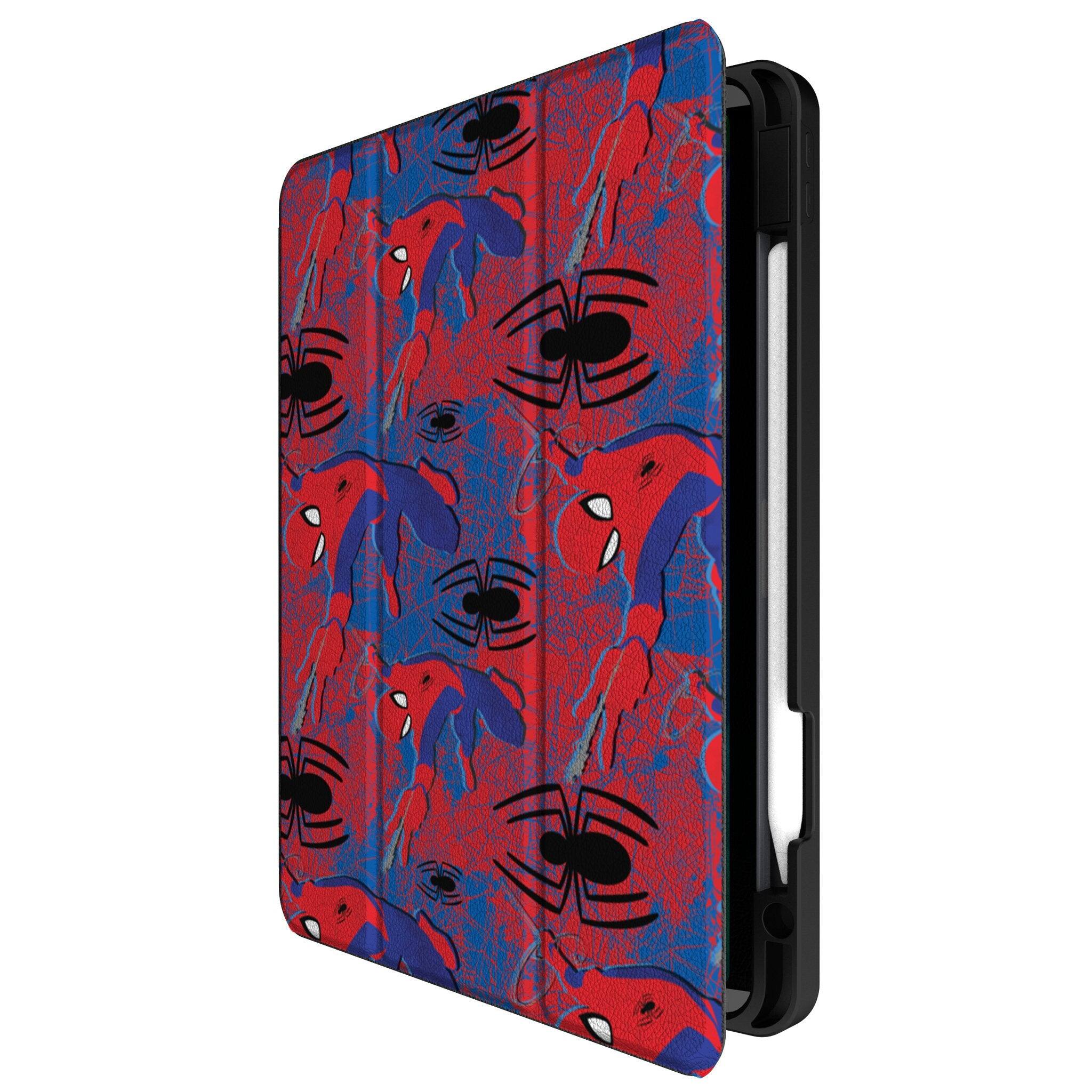 Angle. Keyscaper - Marvel Pattern Tablet Case - Apple iPad Air 13in (M2/M3) - Spider-Man.