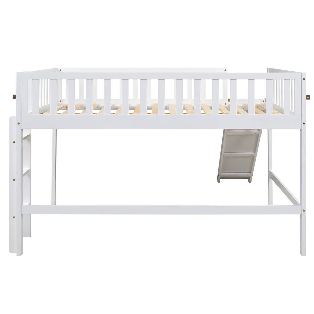 Alt View 6. Loheer - Loheer Full Size Low Loft Bed with Slide and Ladder White - White.