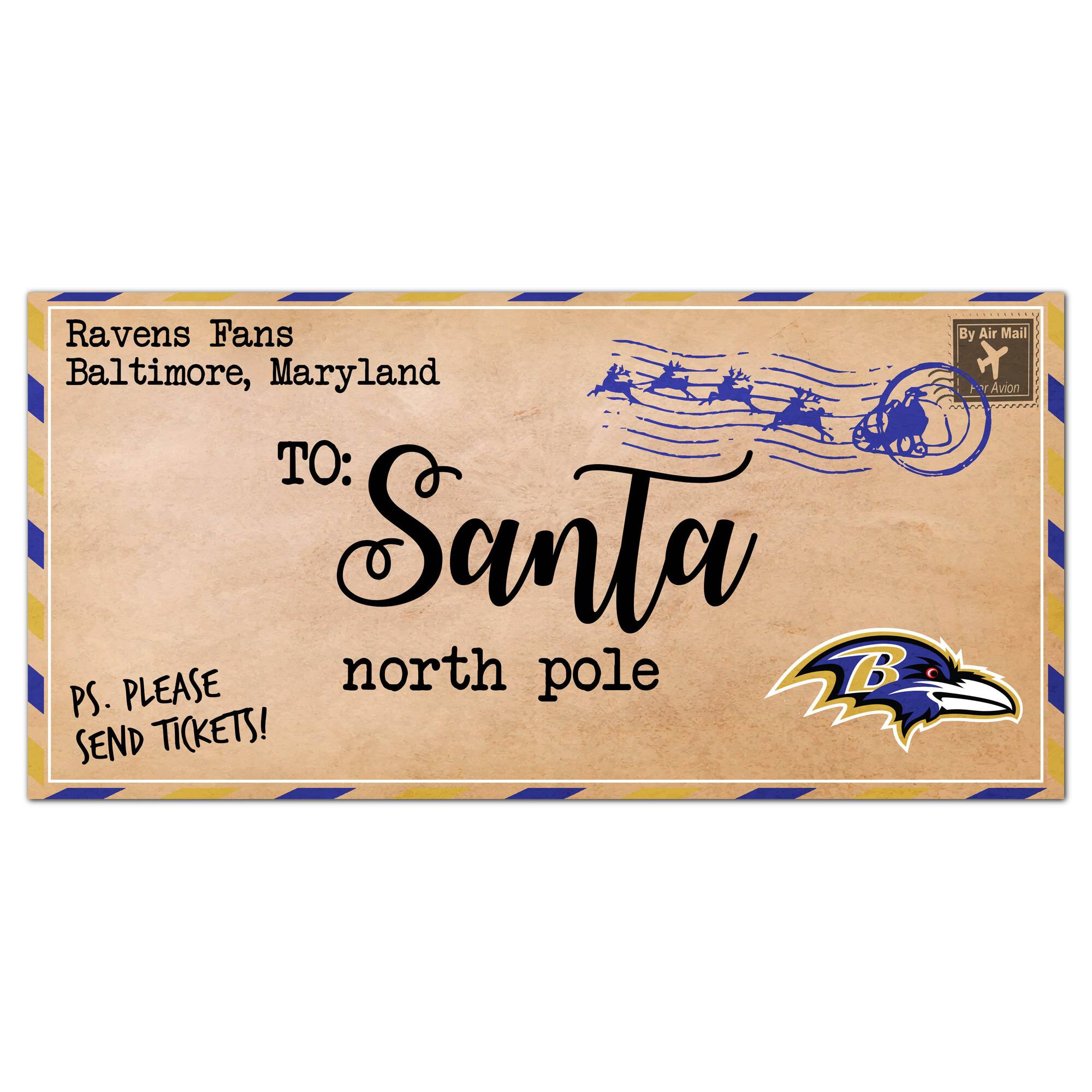 Fan Creations - Baltimore Ravens 6'' x 12'' Letter to Santa Sign - Multicolor