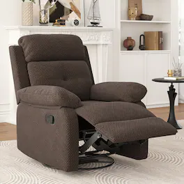 Aukfa - Small Rocker Swivel Recliner Chair for Adults Women for Small Spaces, Bedroom, Living Room - Chocolate