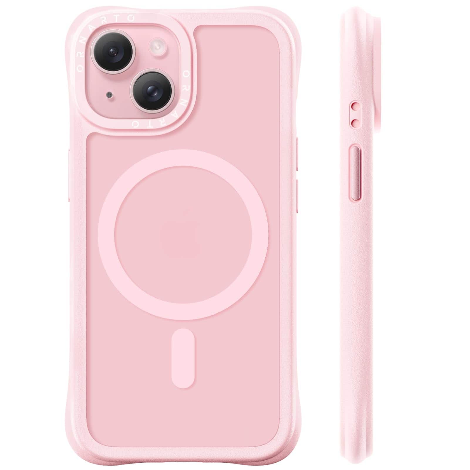 Ornarto - Magnetic for iPhone 15 Case 6.1", Compatible with MagSafe | Slim Translucent Matte Cover - Chalk Pink