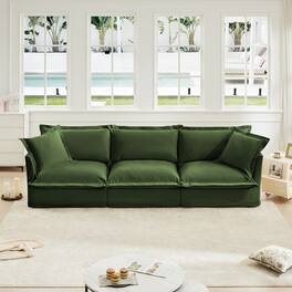 Anysun - Chenille 3-Seat Slipcovered Sofa with Supple Armrests & Deep Seat - Includes Large Pillows for Living Room & Apartment - Green