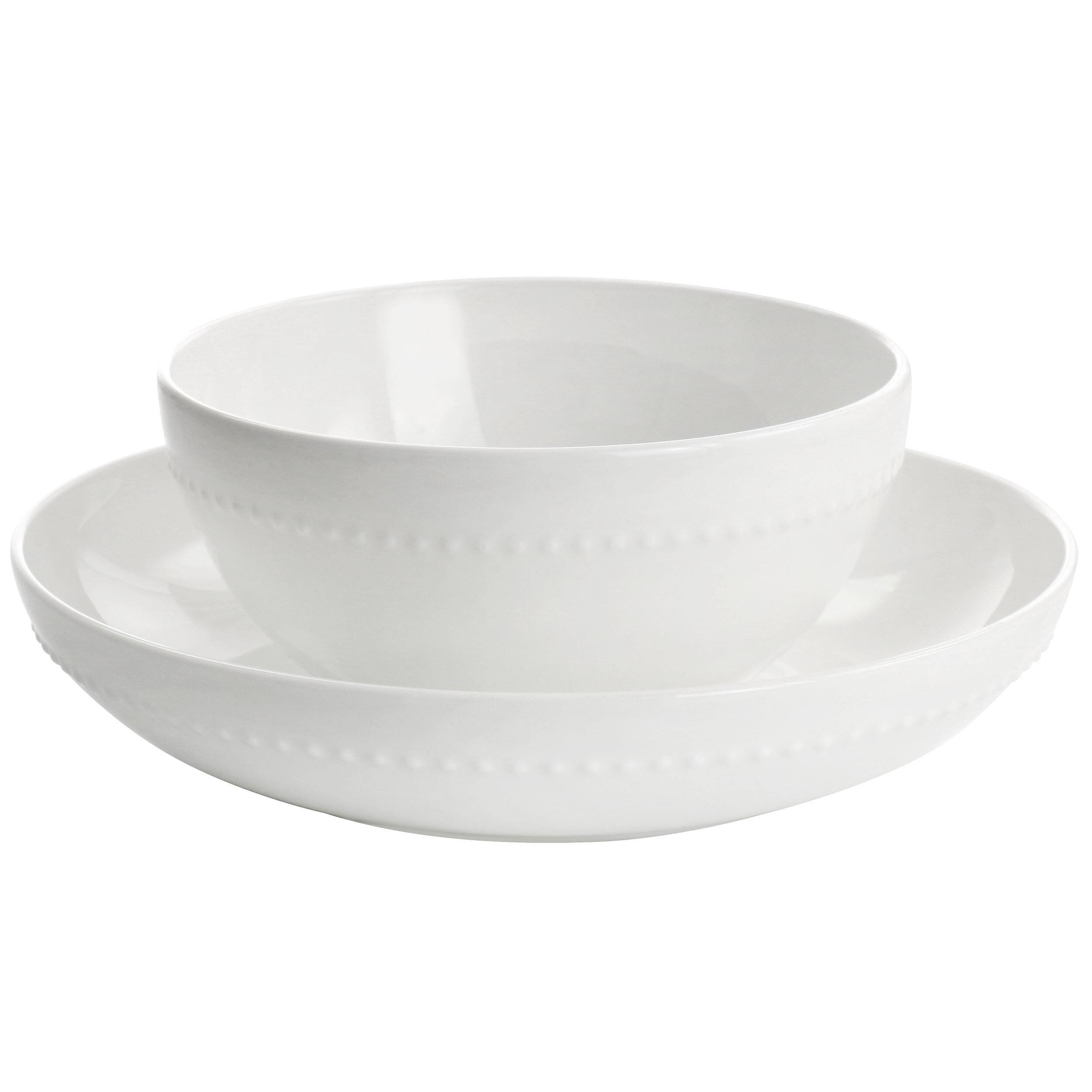 Alt View 3. Gibson - Gibson Elite Embossed Bone China 16 Piece Double Bowl Dinnerware Set in White - White.