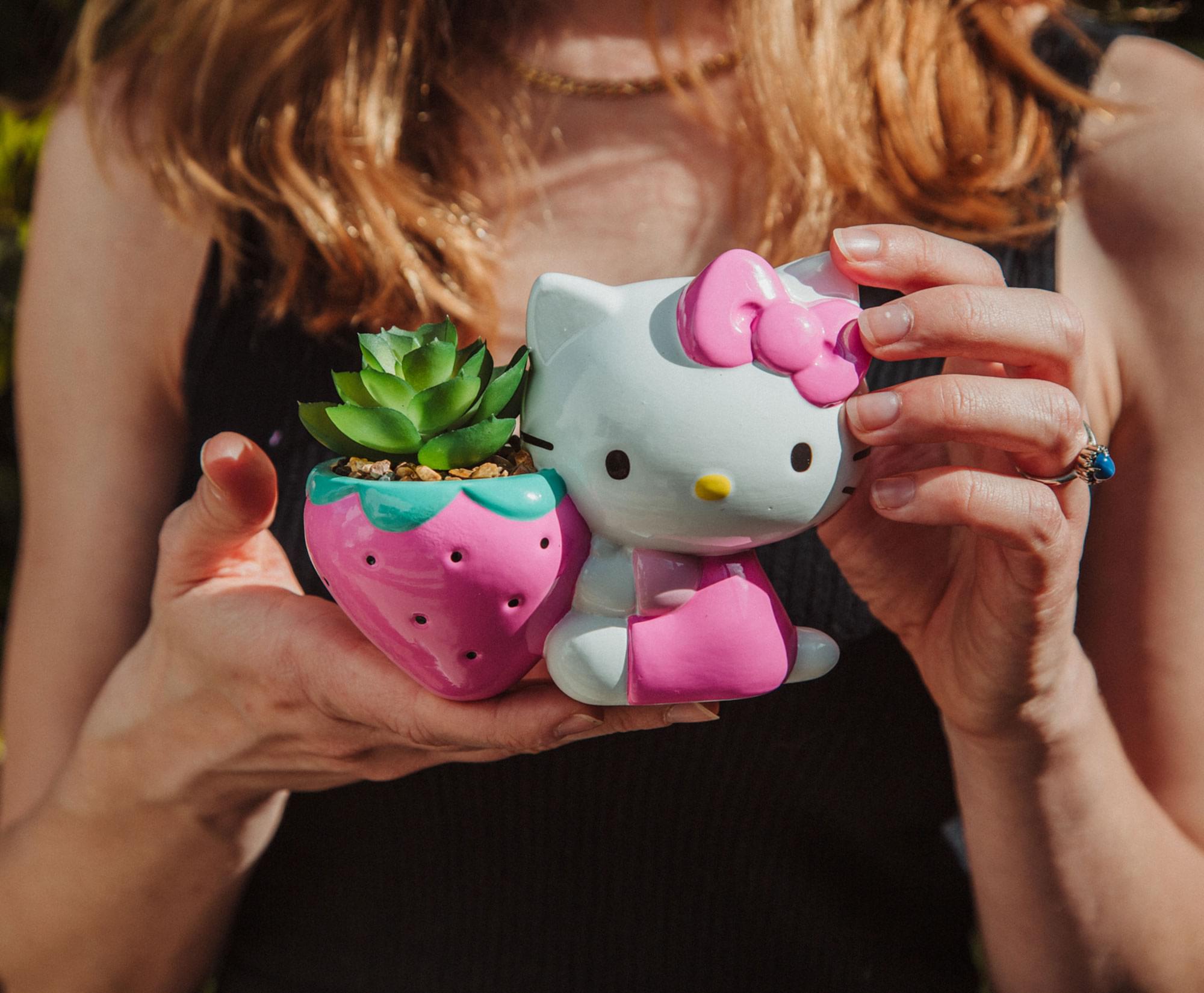 Alt View 3. Silver Buffalo - Sanrio Hello Kitty Strawberry 5-Inch Planter With Artificial Succulent - Pink.