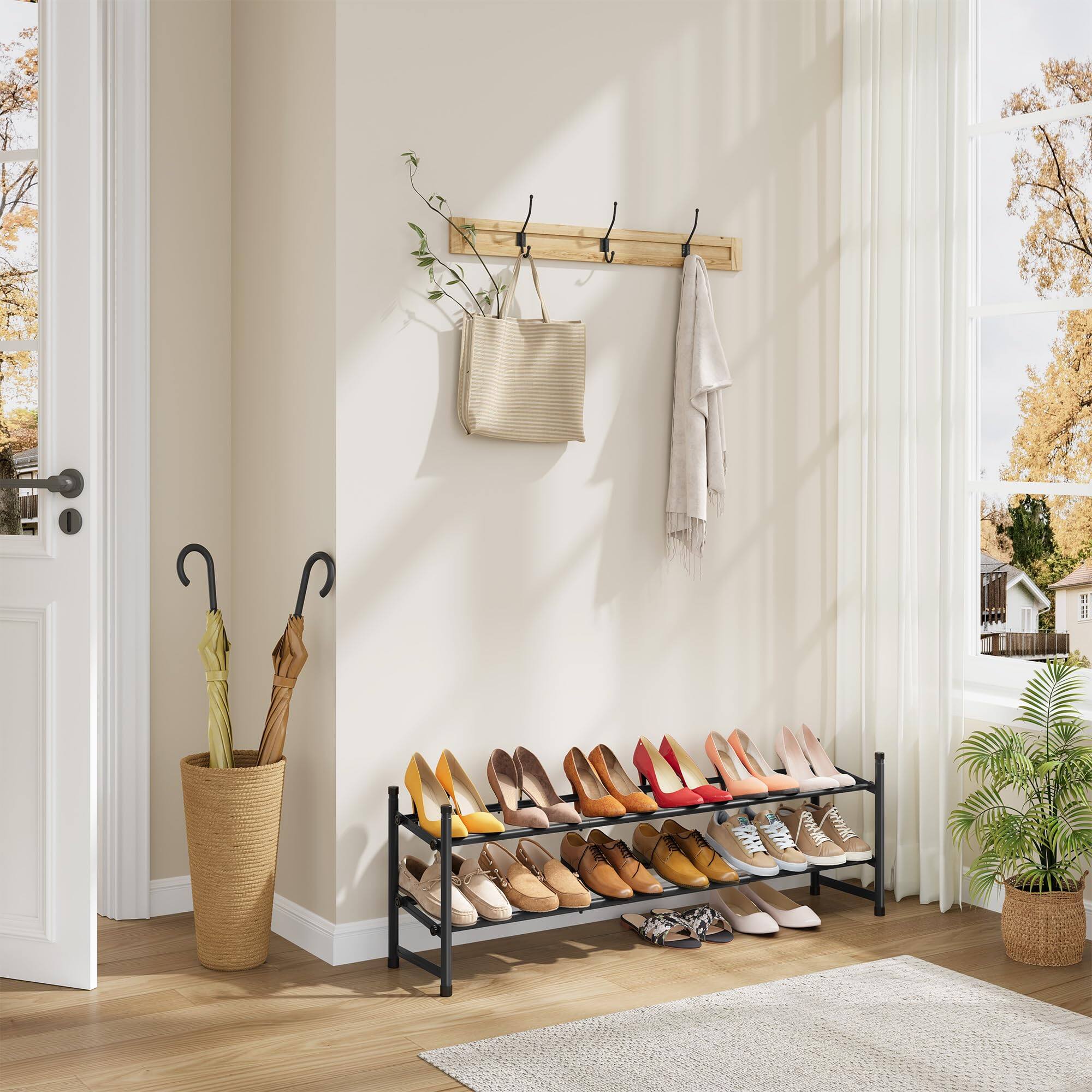 Alt View 1. ThinkLink Electronic - Expandable Shoe Rack For Closet 28 -41 Adjustable & Stackable Shelf Storage Metal Organizer Front Door - White 3 Tier.