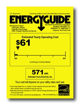 Energy Guide. KitchenAid - Architect Series II 24.5 Cu. Ft. Side-by-Side Refrigerator - Monochromatic Stainless-Steel.