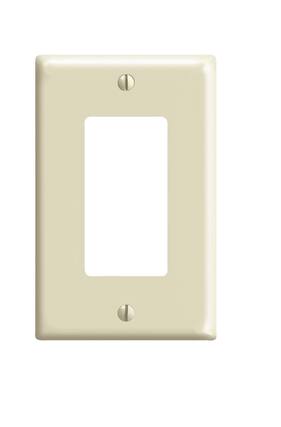 Front. Leviton - Leviton Ivory 1 gang Thermoset Plastic Decorator Wall Plate 1 pk - Ivory.