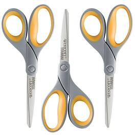 Westcott - Titanium Bonded 8" Titanium Multi-Purpose/Heavy Duty Scissor, Pointed Tip, 3/Pack - Gray/Yellow