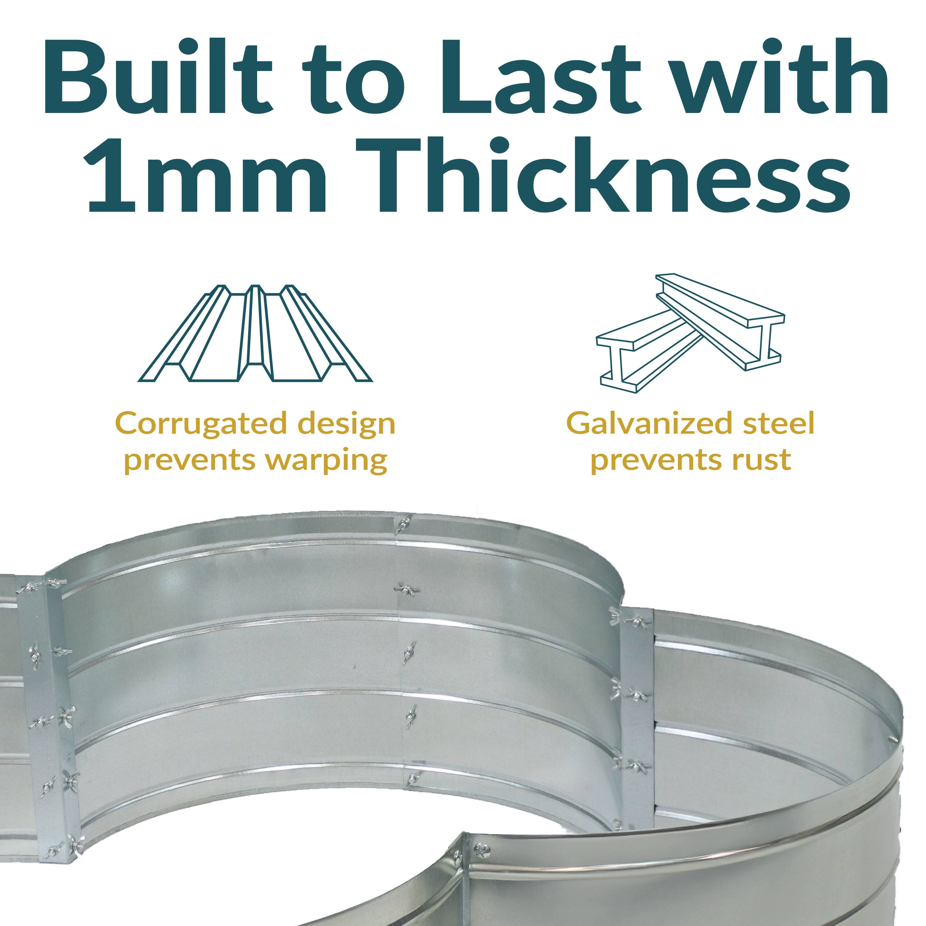 Built to Last with 1mm Thickness

- Corrugated design prevents warping
- Galvanized steel prevents rust