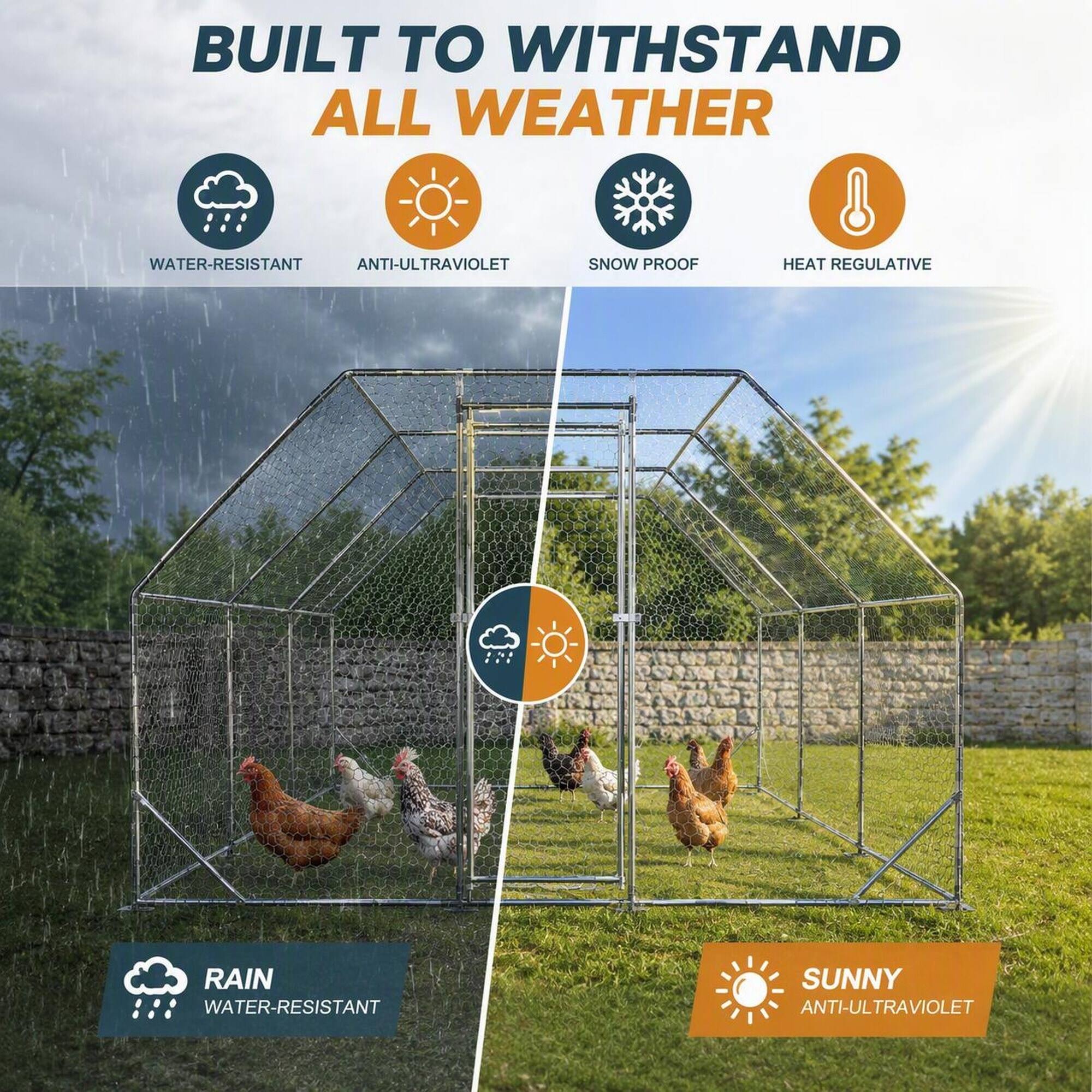BUILT TO WITHSTAND ALL WEATHER

WATER-RESISTANT
ANTI-ULTRAVIOLET
SNOW PROOF
HEAT REGULATIVE

RAIN WATER-RESISTANT
SUNNY ANTI-ULTRAVIOLET
