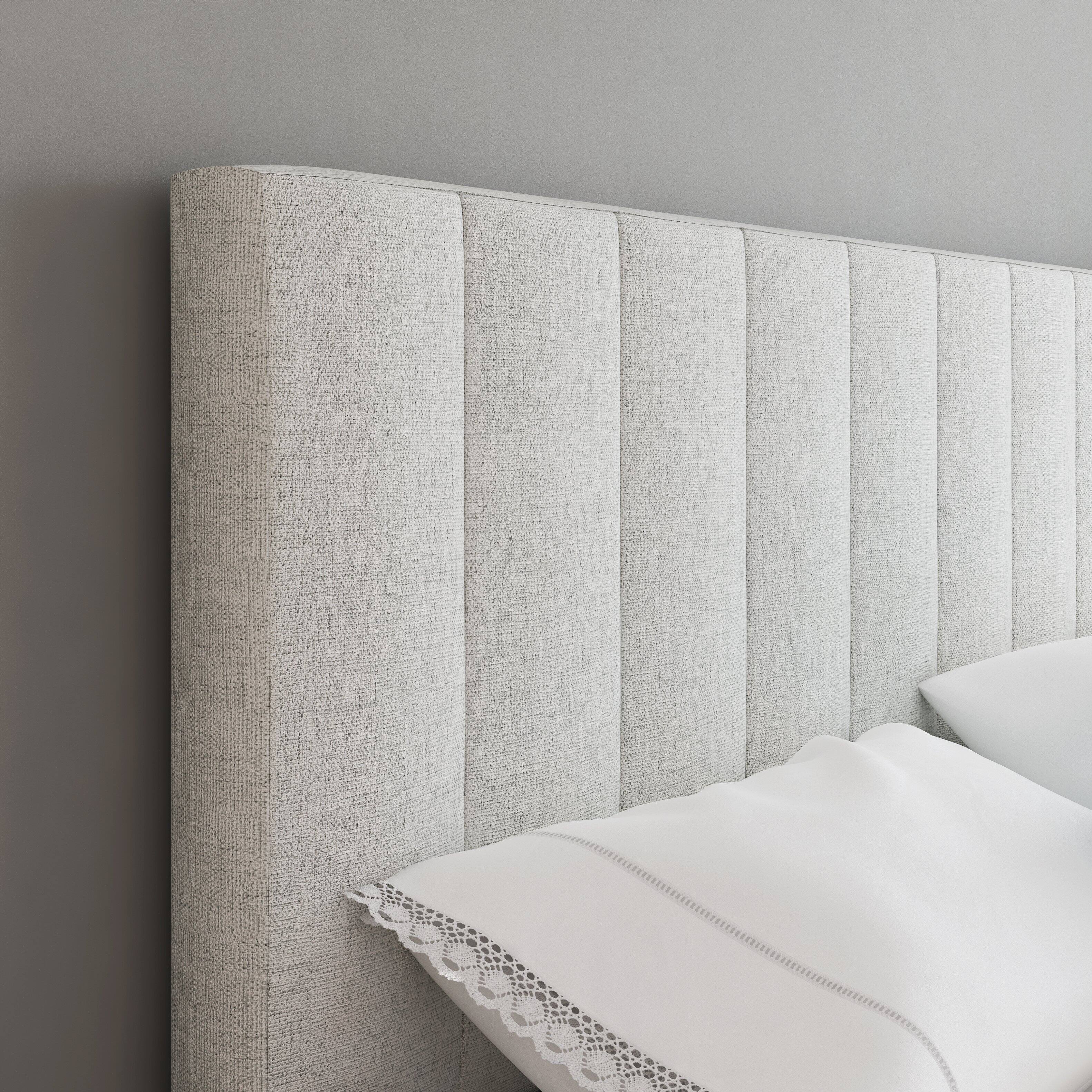 Alt View 6. Boyd Sleep - Leah Upholstered Platform Bed Frame, 13 Slat Support, No Box Spring Required, Full - Beige.