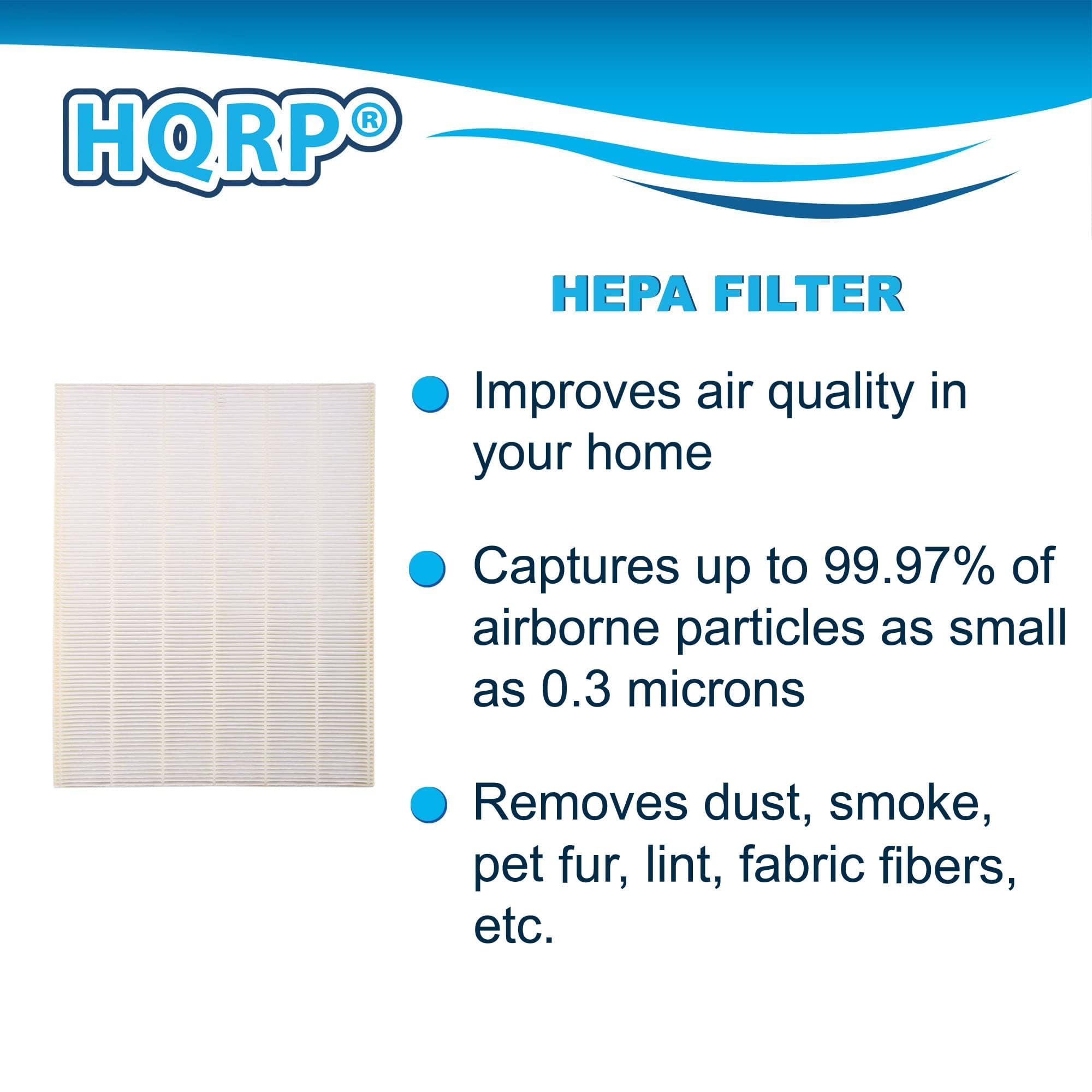 HQRP HEPA FILTER  
- Improves air quality in your home  
- Captures up to 99.97% of airborne particles as small as 0.3 microns  
- Removes dust, smoke, pet fur, lint, fabric fibers, etc.
